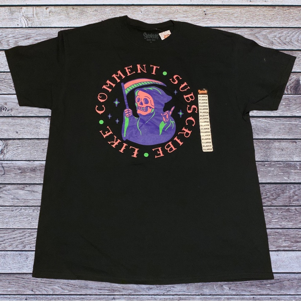 Funny Grim Reaper Shirt Times Up Threadless Horror Halloween Spencer’s Skull